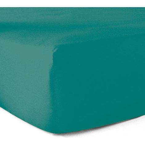 Drap-housse 100% coton 57 fils vert turquoise 120 x 190 cm – Bonnet 30 cm pour maintien parfait – Lavage à 40° – Le Linge De Jules (1/5)