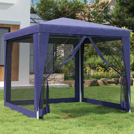 vidaXL Carpa para fiestas con 4 paredes de malla HDPE azul 2,5x2,5 m (1/5)