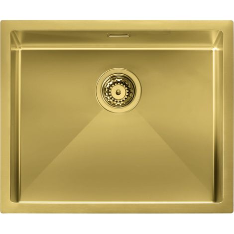 Lavello IRIDE MATT F3" 1 vasca ACCIAIO INOX Finitura: GOLD OPACO, incasso: slim, sottotop e filotop, 57X45 prof. 19 (1/2)