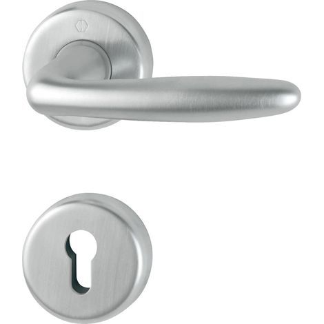 1 - Poignée De Porte - Rosace PZ - Laiton Chromé Mat - Pour Épaisseur 39-47mm - Intérieur (1/2)
