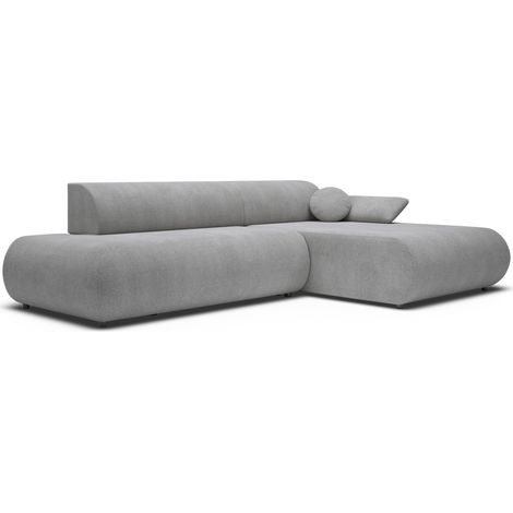 Selsey Armone – Ecksofa mit Schlaffunktion, Chenille, Ottomane rechts, Grau