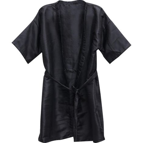 Peignoir de Salon de Beauté Imperméable Noir Taille Unique Ceinture Ajustable Anti-statique pour Clientes Professionnels Spa Coiffure et Soins Capillaires