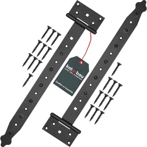Kotarbau – Lot de 2 charnières en acier 400 mm – Revêtement par poudre – Largeur 35 mm – Épaisseur 3 mm – Pour portes de jardin et portails