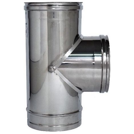 Raccordo a T 90° monoparete in acciaio inox  180 mm