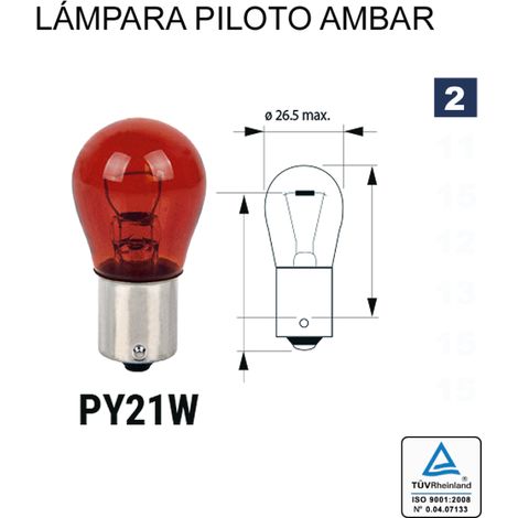 Bombilla lampara ambar py21 p21w 12v 21w ba15s(pack 10 unidades)coche moto