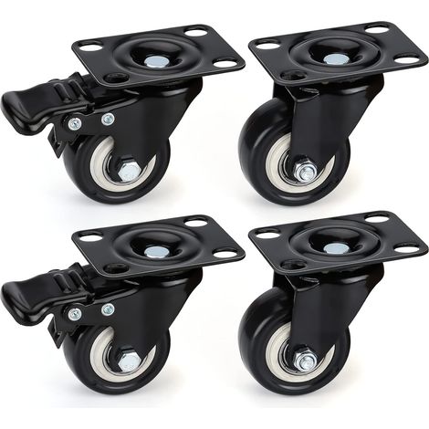Lot de 4 roulettes de meubles avec roulettes de frein 50 mm pour meubles Capacité de charge totale Roulettes pivotantes de 280 kg (1/5)