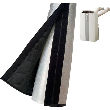 Protection pour Tuyau Climatiseur, Tuyau Isolée Pour Climatiseurs Portable, Housse Protection Pour T-uyau Évacuation C-limatiseur Mobile 5"&5.9", Anti-poussière Et Lavable (Silver Black) (1/5)