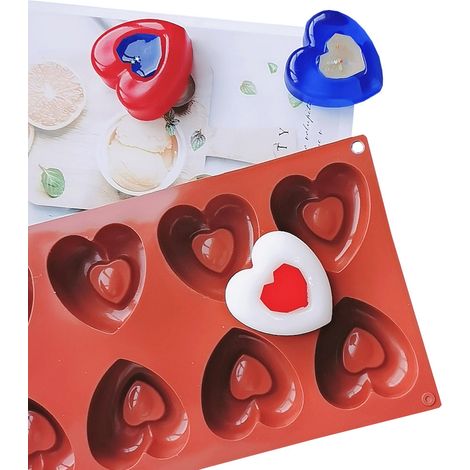 Abbildung 1 zeigt eine herzförmige Schokoladenkuchenform mit 8 Mulden. (1/5)