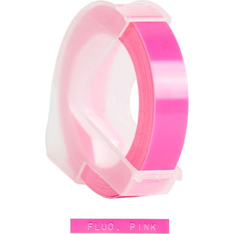 Beyamis Recharge de ruban d'étiquettes en relief 3D pour étiqueteuse DYMO 12965 1610, 9,5 mm x 3 m, 1 rouleau rose fluo, 1 rouleau (1/5)
