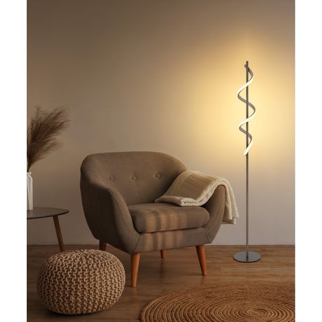 LED Stehleuchte Stehlampe Wohnzimmerlampe Fußschalter Beige Metall H 140 cm (1/5)