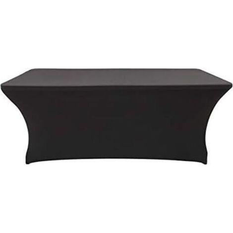Housse pour Tables Nappe de Tables, Stretch Table de Couverture de Tissu 8 ft Pied rectangulaire Table à chevalets Banquet de Mariage 244 76 76 cm (Noir) (1/5)