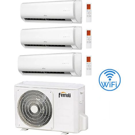 Climatizzatore Condizionatore Ferroli Serie Giada Wifi R32 Trial Split 9000 + 9000 + 9000 BTU con U.E. 2CP001QF 21000 BTU 21-3 Classe A++/A+ NOVITA' (1/4)