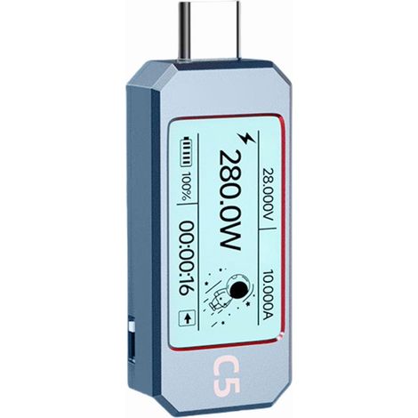 Testeurs numériques, multimètre numérique USB 3.1, multimètre numérique USB C, détecteurs de tension et de courant DC 48 V avec affichage couleur (1/5)