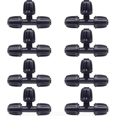 Lot de 8 raccords en T pour eau - 16 mm pour tubes en MDF noir (1/5)
