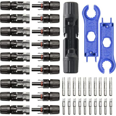 10 Pairs Solar Connectors with 2 Tools, IP67 Waterproof Male/Female Solar Connector, PV Connector Compatible with 6mm²-4mm² Solar Cable MUMU (1/4)