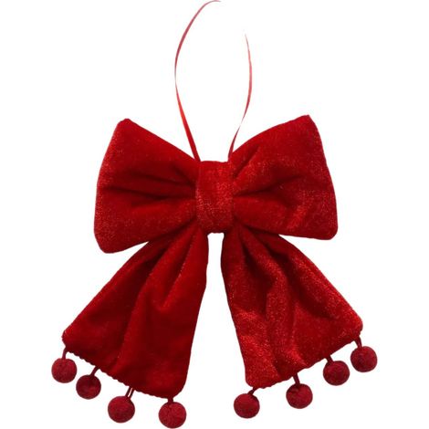 Nœud décoratif de Noël rouge en tissu, petit pendentif pour sapin, décoration festive pour arbre de Noël, maison, fête et ambiance de fin d’année (1/5)