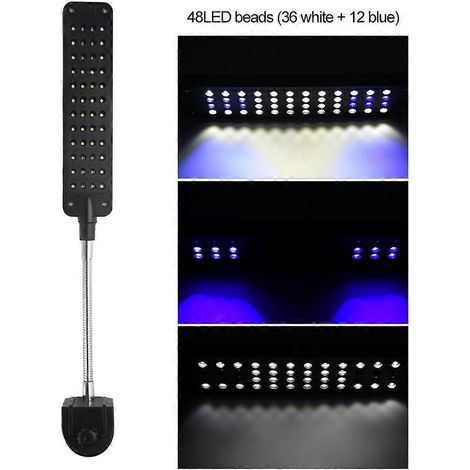 Lampe pour aquarium à 48 LED avec prise américaine, bras flexible, pince et interrupteur tactile, 4 modes ( ) (1/4)
