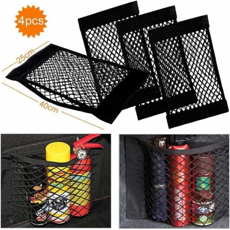 LaBlanc - Rete portaoggetti per bagagliaio auto, 4 pezzi 40x25 cm, borsa portaoggetti per bagagliaio auto con elastico adesivo magico per bagagliaio auto