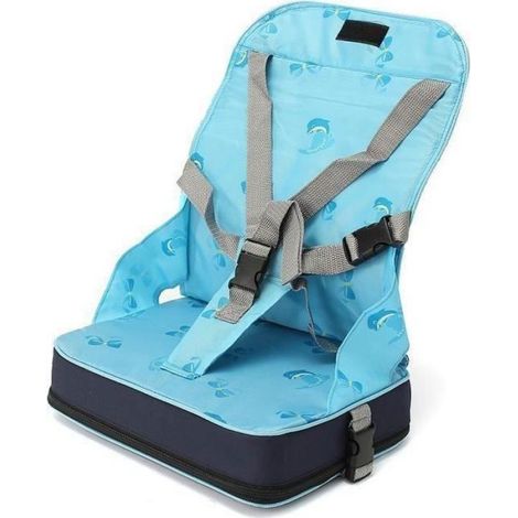 Réhausseur Siège de Table - Harnais Sécurité 5 Points - Pour Bébé et Enfant 1 à 3 Ans - Pliable et Léger - Bleu