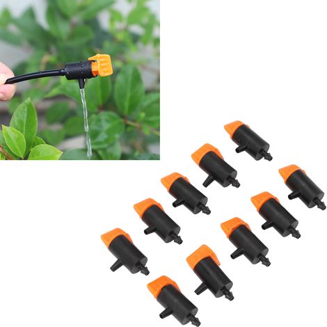 Irrigation Drippers: 10 Pcs Drip Emitters Micro Spray Adjustable (0-200L), ABS Matériel Alimentaire, Système d'Irrigation Goutte à Goutte pour Fleurs, Orchards, Jardins (1/5)