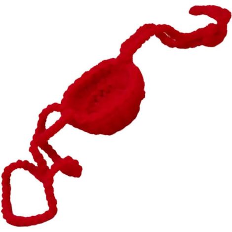 Lightweight, red woven wool face mask for hiking (1/5)