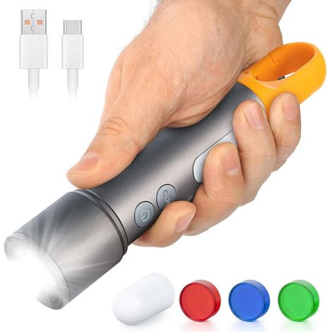 Lampe de poche LED, 9 modes d'éclairage, IP65 étanche (1/5)