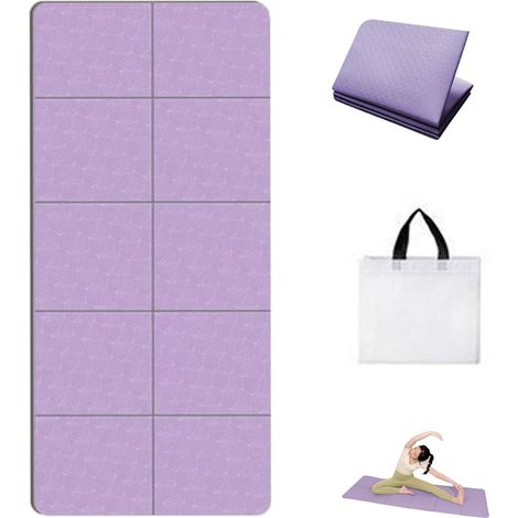 Esterilla de yoga para hombre y mujer, plegable, antideslizante por ambos lados, 183 x 61 cm, de viaje, color rosa, apta para uso doméstico y exterior. (1/5)