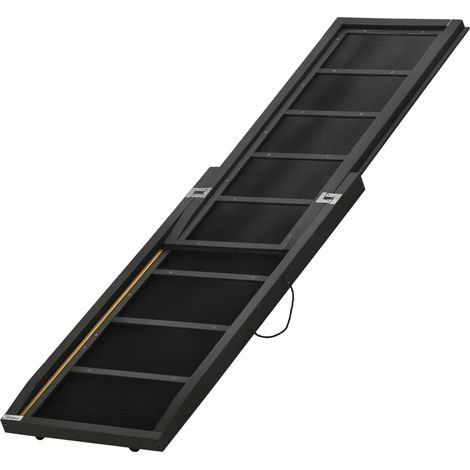 Rampa per Cani Pieghevole in Legno con Superficie Antiscivolo e Maniglia Laterale, 43x165x6.5cm, Nero