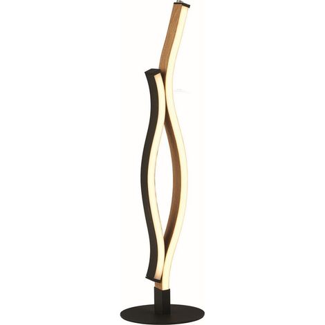 Bloom Lampe de table LED Swirl, noir avec effet bois (1/4)