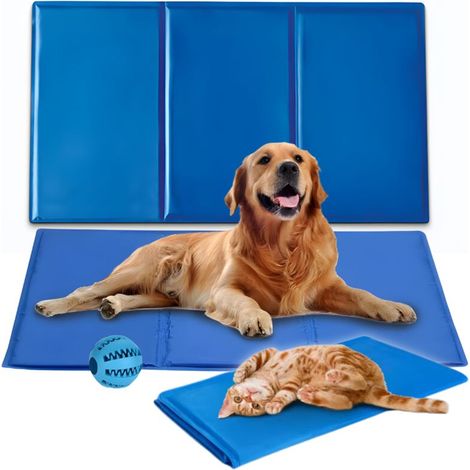 Grand tapis rafraîchissant pour chien chat et lapin XXL 90x120 cm coussin gel refroidissant antidérapant pour siège auto maison voyage été confort animaux (1/5)