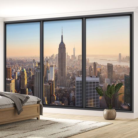 Papier peint panoramique Trompe l'oeil baie vitrée - New york - 130 cm x 78 cm (1/5)
