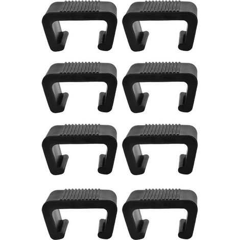 Pinces pour meubles - 8 pièces - Connecteurs pour bancs extérieurs - Clips de fixation pour meubles de jardin - Connecteur à clip pour meubles de jardin en rotin - Zwart (1/5)