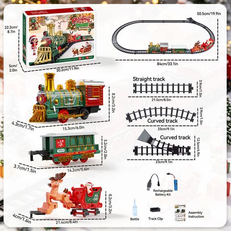 Treno di Natale Elettrico Retrò con Binari, Luci e Musica – Set 16 Pezzi a Batteria al Litio – Design Vintage Elegante – Ideale per Decorazioni Interne e Tavola (1/5)