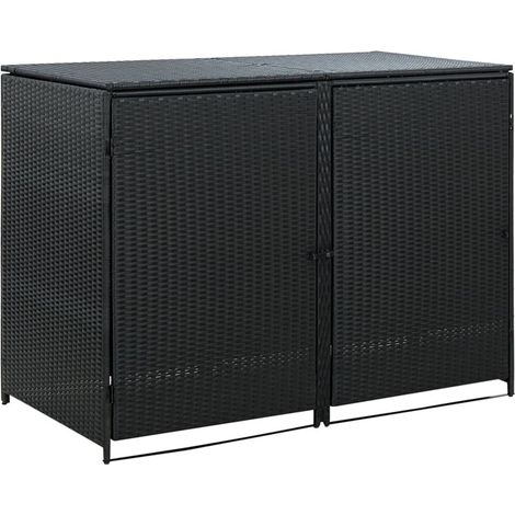 FIMEI Abris pour poubelle double Résine tressée Noir 148x80x111 cm (1/5)