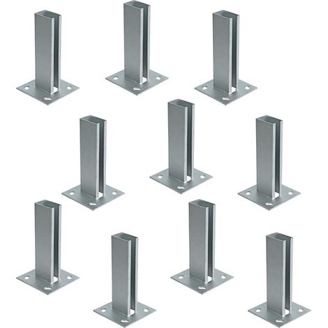 Pfostenträger Aufschraubhülse 10er Set 40x60 mm Doppelstabmatten Zaun Verzinkt