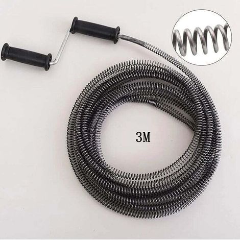 Débouchage de tuyau Débouchage de furet, débouchage de manivelle Poignée rotative de 3 m, débouchage d'évier pour les blocages tenaces. (1/4)