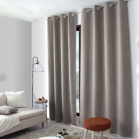 Rideau thermique BLIZZARD – Velours chenillé doublé polaire 140x240cm - 140x240cm - Taupe (1/2)