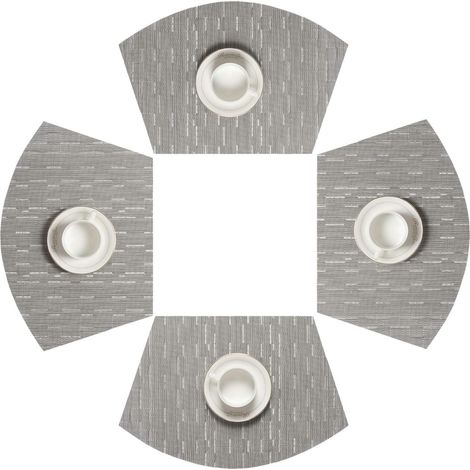 Lot de 4 Sets de Table PVC Tapis de Table Wedge Set Table résistant à la Chaleur Lavable (Gris argenté) (1/5)
