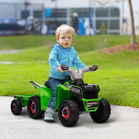 Quad électrique 106x41,5x48,5 cm Vert pour enfants avec remorque pour 18-36 mois (1/4)