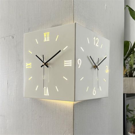 Horloge murale d'angle, horloge murale d'angle numérique, horloge murale LED pour salon, horloge murale d'angle silencieuse à installation simple (1/5)