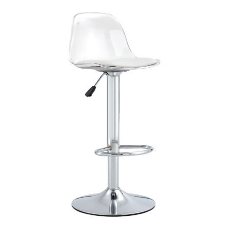 Barhocker 2er Set höhenverstellbar 82-104 cm transparent Rückenlehne Silber (1/5)