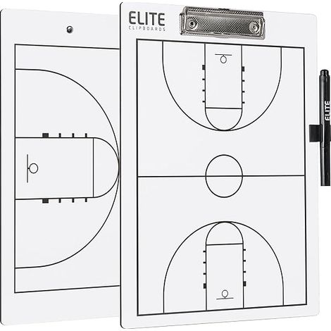 Tableau Blanc Rétractable Pour Entraîneurs De Basket - Double Face - 31,8 x 22,9 Cm - Avec Stylo Effaçable Et Pince Métallique - 1 Pièce (1/3)