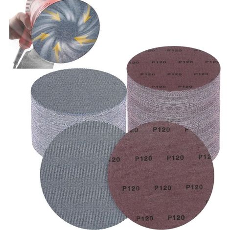 Discos de lijado cerámicos de 150 mm, paquete de 30 unidades, cierre de velcro, grano 120, para lijar y pulir madera y metal.