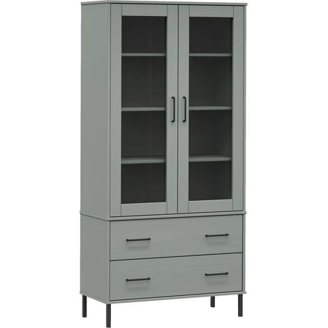Maison Exclusive - Libreria Gambe Metallo Grigio 85x35x172,5cm Legno Massello OSLO (1/5)