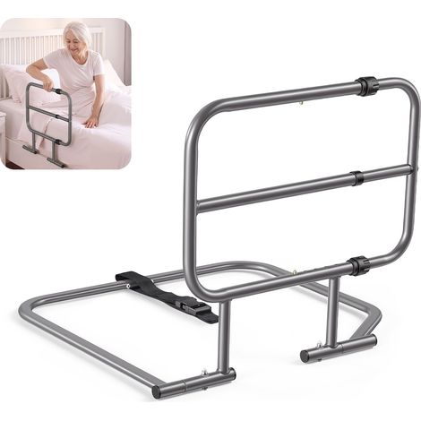 Barrière Lit Adulte Charge 90,7 kg Barre d'Appui de Lit Latérale pour Lits King, Queen, Doubles, Simples, Aide à se Relever Personnes Âgées, en Acier au Carbone, Longueur de Poignée Réglable (1/5)