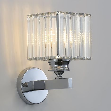 1 Applique Murale, Cristal K9, Base Métal Argenté, Douille E27, Pour Salon Chambre Couloir (1/5)