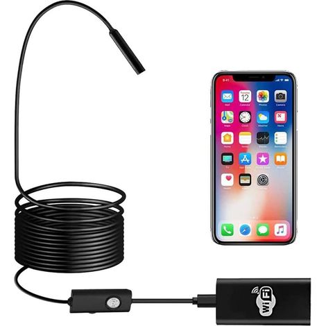 MINKUROW Telecamera Di Ispezione Per Endoscopio Wifi Telecamera Per Endoscopio Hd Megapixel Telecamere Di Ispezione Flessibili Semirigide Con Cavo Da 5 M Compatibile Con Ios/Android/Tablet/Windows (Ne (1/3)