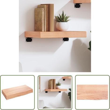 The Living Store Wandregal Hellbraun 40x20x6 cm Massivholz Eiche Behandelt - Wandregal - Eichendielen - Holzmöbel - Rustikal - Dekoration (1/5)