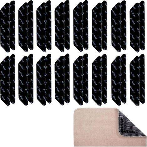 32 PCS Anti Derapant Tapis, Noir, 13025mm, Réutilisable et Lavable, Pour Bois Stratifié, Tuile, Marbre, Parquet, Sols Lisses (excepté Caoutchouc, Peluche, Jute) (1/5)