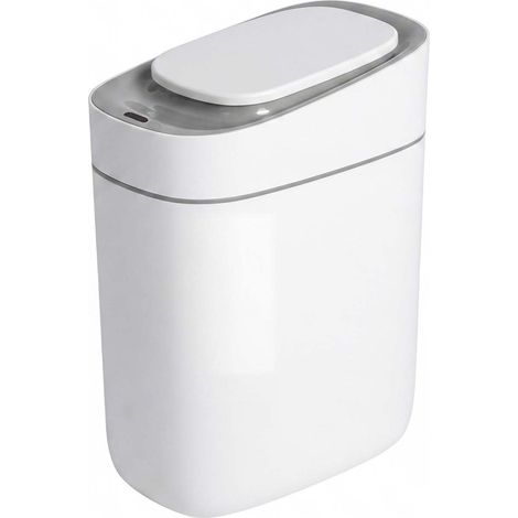 Toque Smart Trash Bin Slim Sensor Bathroom Bin With Lid Silent Open Close White (1/5)